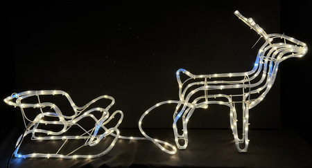 Renifer z saniami LED – Ciepły Biały + Zimny FLASH