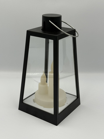 Lampion dekoracyjny LED 23 cm – czarny, z tworzywa sztucznego, na baterie