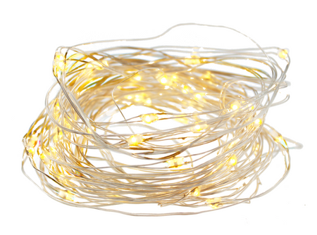 Łańcuch świetlny dekoracyjny drucik 60 LED na baterie – ciepły biały