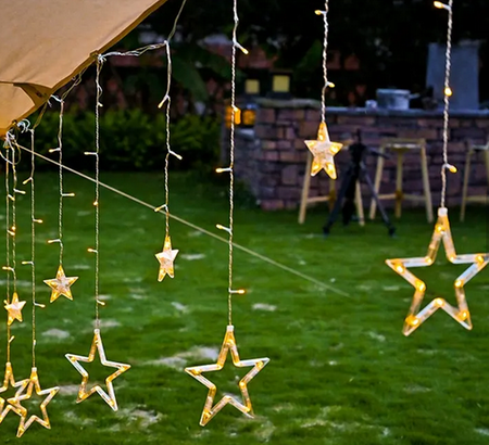 Kurtyna świetlna Gwiazdki LED – zasłona w gwiazdy, 3 m, 128 LED