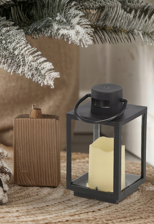 Świąteczny Lampion z wkładem LED CZARNY - 11x11x20,5cm