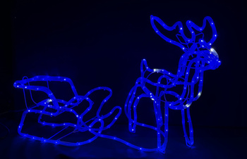 Renifer z saniami LED – Niebieski + Zimny Flash