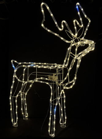 RENIFER LED Z RUCHOMĄ GŁOWĄ XXL 115 cm CIEPŁY BIAŁY + ZIMNY FLASH