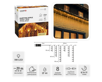 KURTYNA SOPLE 500L CIEPŁY BIAŁY DŁ. 3 + 20 M