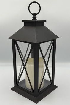 Lampion dekoracyjny LED 30 cm – czarny, z tworzywa sztucznego, na baterie