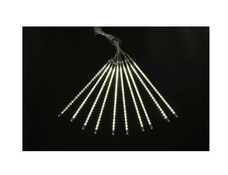 KURTYNA METEORY LED 10 SZT 30 CM CIEPŁY BIAŁY, DŁ. 3 + 2,7 M WEWN/ZEWN