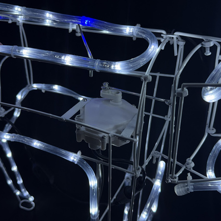 RENIFER LED Z RUCHOMĄ GŁOWĄ XXL 115 cm ZIMNA BIEL + NIEBIESKI FLASH
