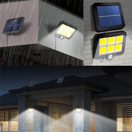 LAMPA SOLARNA Z CZUJNIKIEM RUCHU ZMIERZCHU 120 LED DUŻY PANEL MEGA MOCNA