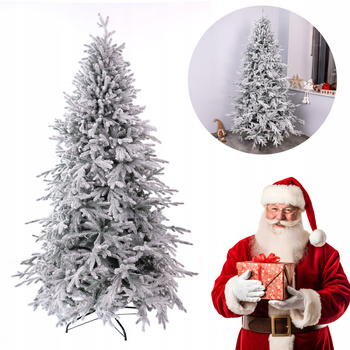 CHOINKA SZTUCZNA OŚNIERZONA 220CM PREMIUM PE12 PIĘKNA GĘSTA JAK ŻYWA ŚNIEG