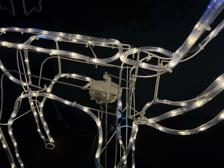 RENIFER LED Z RUCHOMĄ GŁOWĄ XXL 115 cm CIEPŁY BIAŁY + ZIMNY FLASH