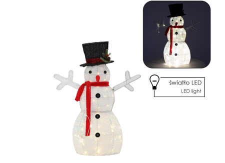 OZDOBA ŚWIĄTECZNA - BAŁWAN LED 72 CM BIAŁY