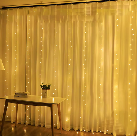 Lampki wiszące LED 300 – kurtyna świetlna dekoracyjna 3x3 m