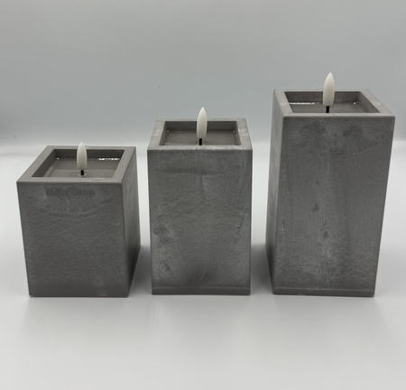 Zestaw 3 świeczek betonopodobnych LED