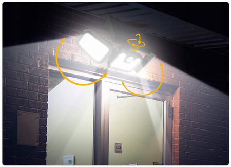 LAMPA SOLARNA LED CZUJNIK RUCHU ZMIERZCHU 3 PUNKTY ŚWIETLNE 86 LED