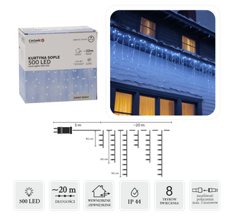 KURTYNA SOPLE 500L ZIMNY BIAŁY, DŁ. 3 + 20 M