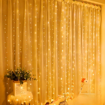 Lampki wiszące LED 300 – kurtyna świetlna dekoracyjna 3x3 m