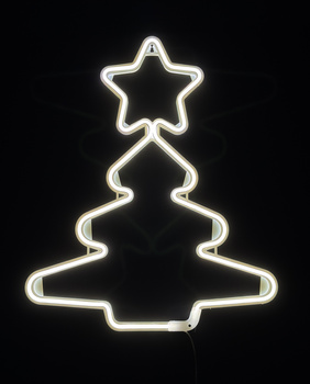 Ozdoba Świąteczna Neon LED – Choinka zimne białe światło