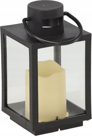 Świąteczny Lampion z wkładem LED CZARNY - 11x11x20,5cm