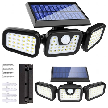 Lampa Solarna 74 Led 4w1 Zewnętrzna Uliczna Czujnik Ruchu Zmierzchu Mocna