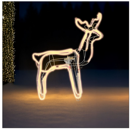 ŚWIĄTECZNY RENIFER Z RUCHOMĄ GŁOWĄ NEON LED 64 x 22 x 70 CM CIEPŁY BIAŁY WEWN/ZEWN