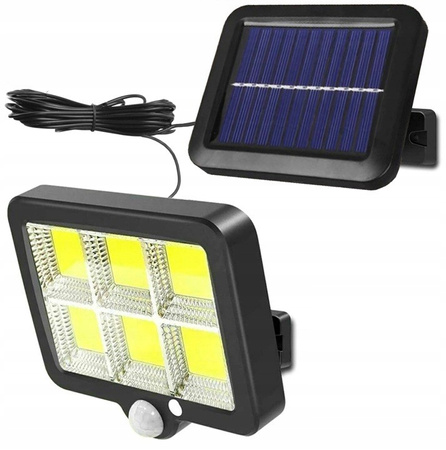 LAMPA SOLARNA Z CZUJNIKIEM RUCHU ZMIERZCHU 120 LED DUŻY PANEL MEGA MOCNA