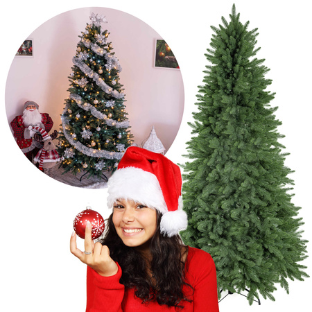 CHOINKA PREMIUM SZTUCZNA GĘSTA ZIELONA 220 cm FULL PE 100% SILIKONOWA