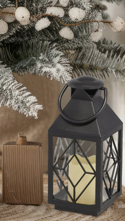 Świąteczny Lampion z wkładem LED CZARNY - 11x11x26,5cm