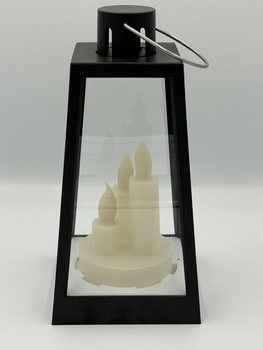 Lampion dekoracyjny LED 23 cm – czarny, z tworzywa sztucznego, na baterie