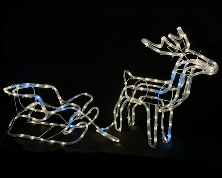Renifer z saniami LED – Ciepły Biały + Zimny FLASH