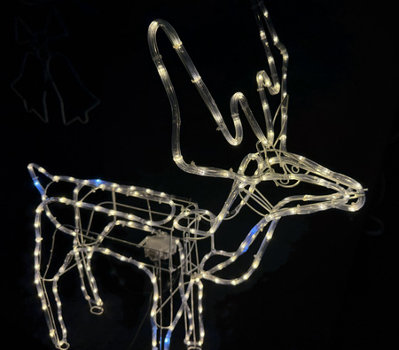 RENIFER LED Z RUCHOMĄ GŁOWĄ XXL 115 cm CIEPŁY BIAŁY + ZIMNY FLASH