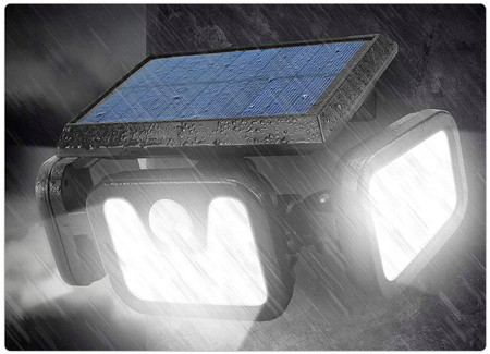LAMPA SOLARNA LED CZUJNIK RUCHU ZMIERZCHU 3 PUNKTY ŚWIETLNE 86 LED