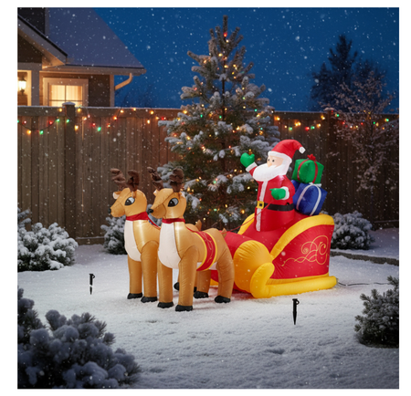 DMUCHANY MIKOŁAJ NA SANIACH Z RENIFERAMI LED 235 CM