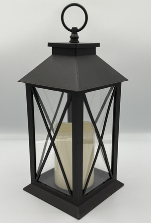 Lampion dekoracyjny LED 30 cm – czarny, z tworzywa sztucznego, na baterie