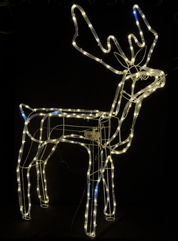 RENIFER LED Z RUCHOMĄ GŁOWĄ XXL 115 cm CIEPŁY BIAŁY + ZIMNY FLASH