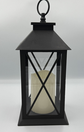 Lampion dekoracyjny LED 30 cm – czarny, z tworzywa sztucznego, na baterie