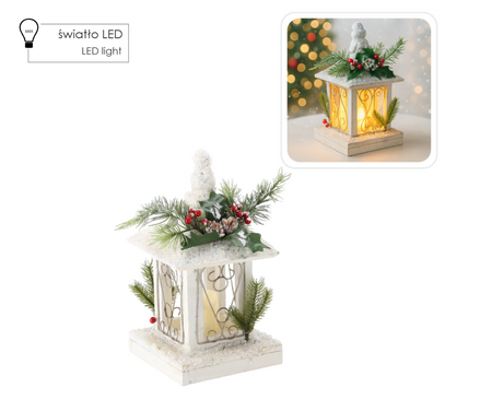 ŚWIĄTECZNY LAMPION ZE ŚWIECZKĄ BIAŁY LED 17 x 17 x 32 CM