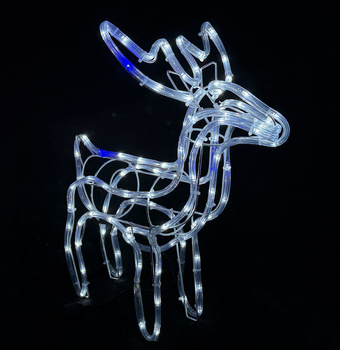 Renifer LED 55 cm – Zimny Biały + Niebieski FLASH