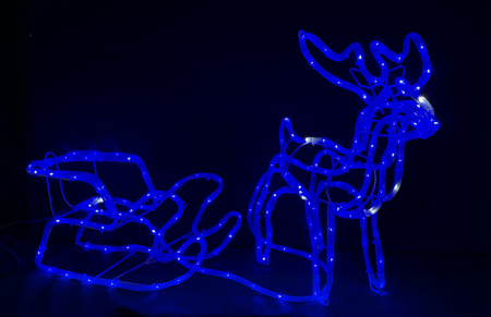 Renifer z saniami LED – Niebieski + Zimny Flash