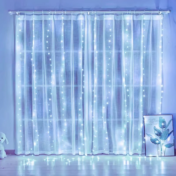 Lampki wiszące LED 300 – kurtyna świetlna dekoracyjna 3x3 m