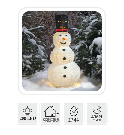 ŚWIĄTECZNA OZDOBA - BAŁWAN LED 1,8 M 200L CIEPŁY BIAŁY WEWN/ZEWN