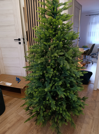 CHOINKA PREMIUM SZTUCZNA GĘSTA ZIELONA 220 cm FULL PE 100% SILIKONOWA