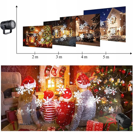 Projektor Świąteczny Laserowy LED – Star Shower Płatki Śniegu