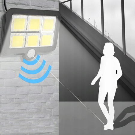 LAMPA SOLARNA Z CZUJNIKIEM RUCHU ZMIERZCHU 120 LED DUŻY PANEL MEGA MOCNA