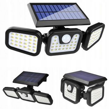 LAMPA SOLARNA LED CZUJNIK RUCHU ZMIERZCHU 3 PUNKTY ŚWIETLNE 86 LED