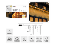 KURTYNA SOPLE 300L CIEPŁY BIAŁY + ZIMNY FLASH, DŁ. 3 + 12 M