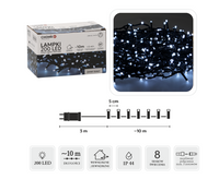 LAMPKI LED 200L ZIMNY BIAŁY DŁ. 3 + 10 M WEWN/ZEWN