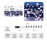 LAMPKI LED CHERRY BALL 200L ZIMNY BIAŁY, DŁ. 3 + 16 M