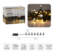 LAMPKI LED 300L CIEPŁY BIAŁY + ZIMNY FLASH, DŁ. 3 + 15 M WEWN/ZEWN