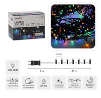 LAMPKI LED 300L MULTIKOLOR + ZIMNY FLASH, DŁ. 3 + 15 M WEWN/ZEWN